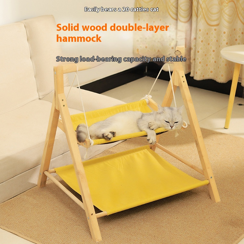 Pet Cat Hammock Double-layerPawsyTrailPet Cat Hammock Double-layerSolid Wood Double-Layer Cat Hammock** 😺🛏️
Treat your cat to the ultimate lounging experience with our Solid Wood Double-Layer Cat Hammock!
✨ Features:- **Durable &