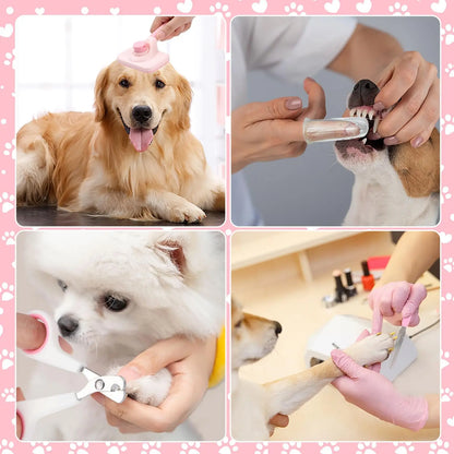 8-piece dog brush grooming set