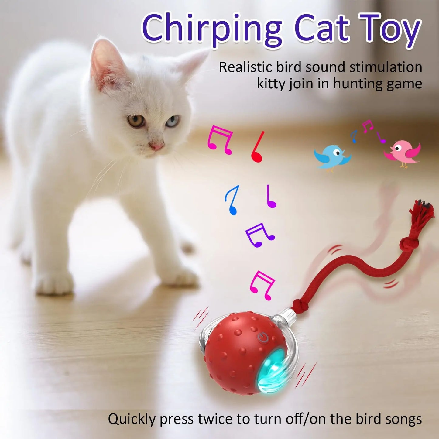 Cat Rolling Ball Bird Chirping Interactive