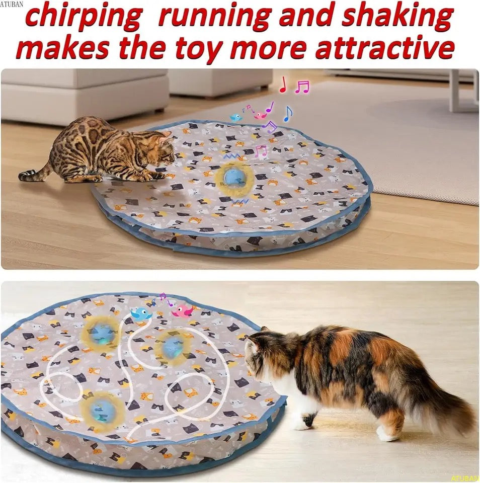 Electric Cat Toys,Hide and Seek Kitten Toy,Chirping